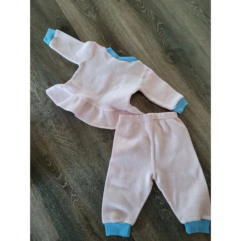 Vintage Tiny Tots Pink Fleece Peplum Hot Chocolate Baby Girl Set 12 Months  #10